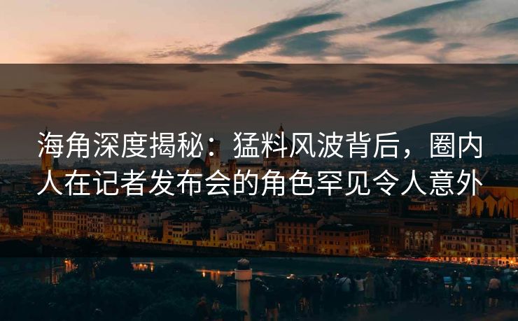 海角深度揭秘：猛料风波背后，圈内人在记者发布会的角色罕见令人意外