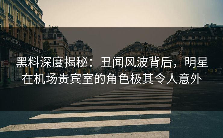 黑料深度揭秘：丑闻风波背后，明星在机场贵宾室的角色极其令人意外
