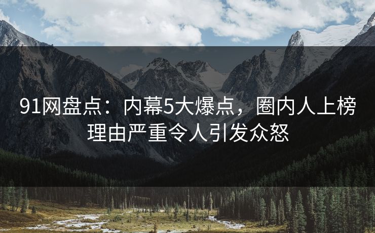 91网盘点：内幕5大爆点，圈内人上榜理由严重令人引发众怒