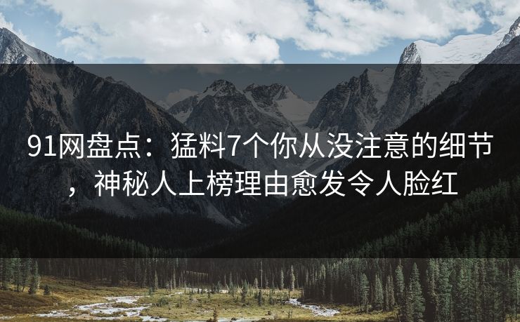 91网盘点：猛料7个你从没注意的细节，神秘人上榜理由愈发令人脸红