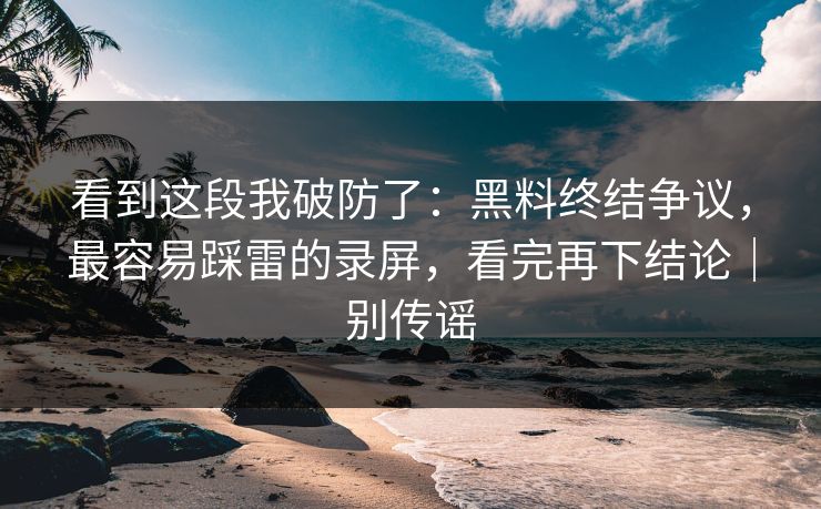 看到这段我破防了：黑料终结争议，最容易踩雷的录屏，看完再下结论｜别传谣